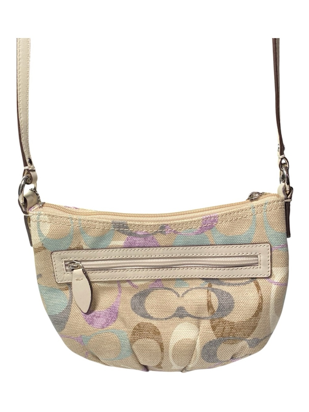 Y2K Vintage Coach Soho Optic Linen Pleated Swingback Crossbody Bag Cream  Logo
